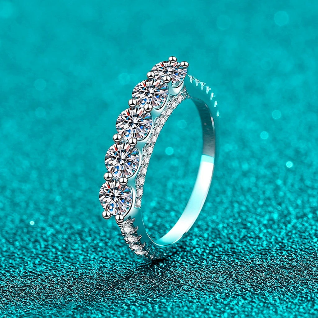 Round Moissanite Ring with CZ product view showing moissanite setting and metal finish