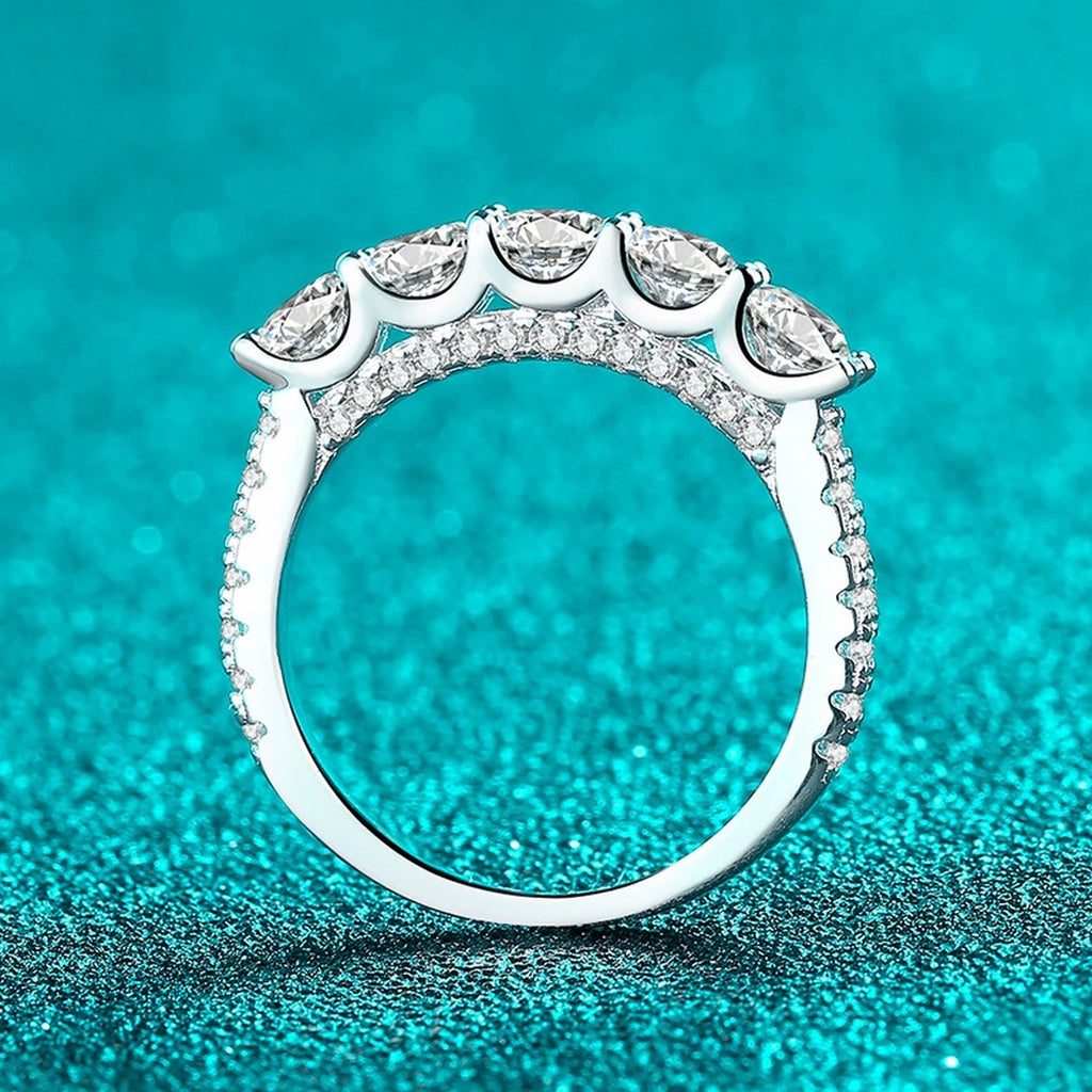 Round Moissanite Ring with CZ product view showing moissanite setting and metal finish