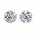 Starburst Moissanite Stud Earrings with CZ in Rhodium-Plated S925 sterling silver white background product photo showing the pair, stone shape, and stud earrings silhouette