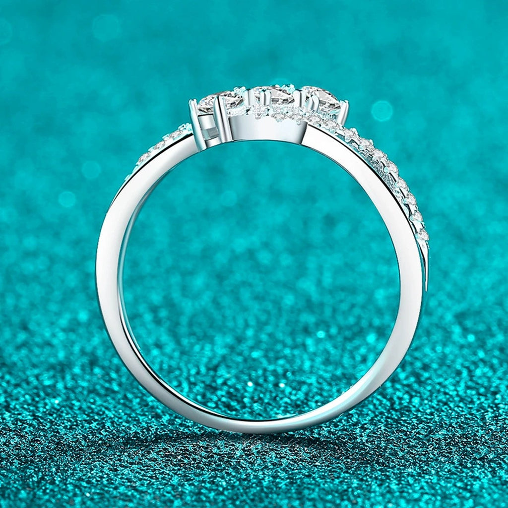 Round Moissanite Statement Band Ring product view showing moissanite setting and metal finish