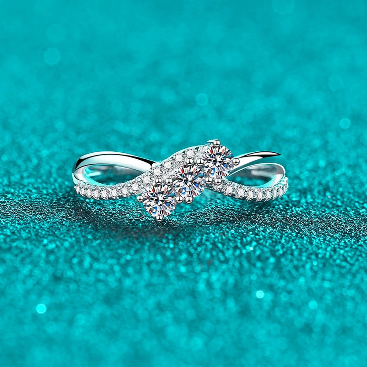 Round Moissanite Statement Band Ring product view showing moissanite setting and metal finish