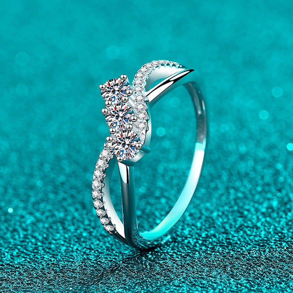 Round Moissanite Statement Band Ring product view showing moissanite setting and metal finish