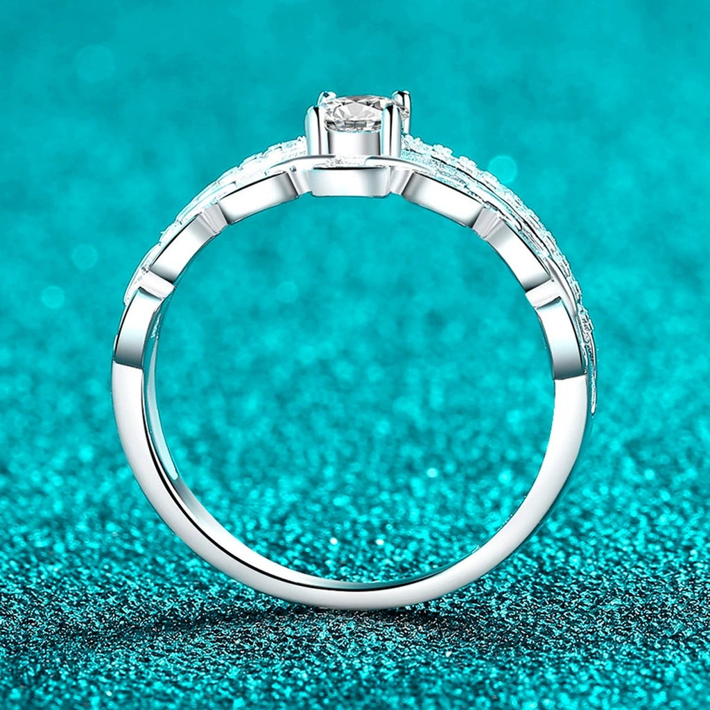 Round Moissanite Statement Ring product view showing moissanite setting and metal finish