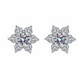 Star Cluster Moissanite Stud Earrings in Rhodium-Plated S925 sterling silver white background product photo showing the pair, stone shape, and stud earrings silhouette