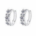 Cluster Moissanite Hoop Earrings in Rhodium-Plated S925 sterling silver white background product photo showing the pair, stone shape, and hoop earrings silhouette