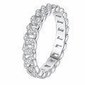 Round Moissanite Stackable Ring in rhodium-plated S925 sterling silver on clean white background