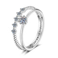 Stacked Moissanite Ring Set with CZ in Rhodium-Plated S925 Sterling Silver clean white background product photo showing the ring silhouette and moissanite setting