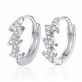 Wave Moissanite Huggie Hoop Earrings in Rhodium-Plated S925 sterling silver white background product photo showing the pair, stone shape, and huggie hoop earrings silhouette