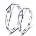 Moissanite Couples Wedding Band Set in rhodium-plated S925 sterling silver on clean white background