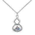 Gourd Moissanite Pendant Necklace with CZ in Rhodium-Plated S925 sterling silver on white background showing pendant shape and round moissanite