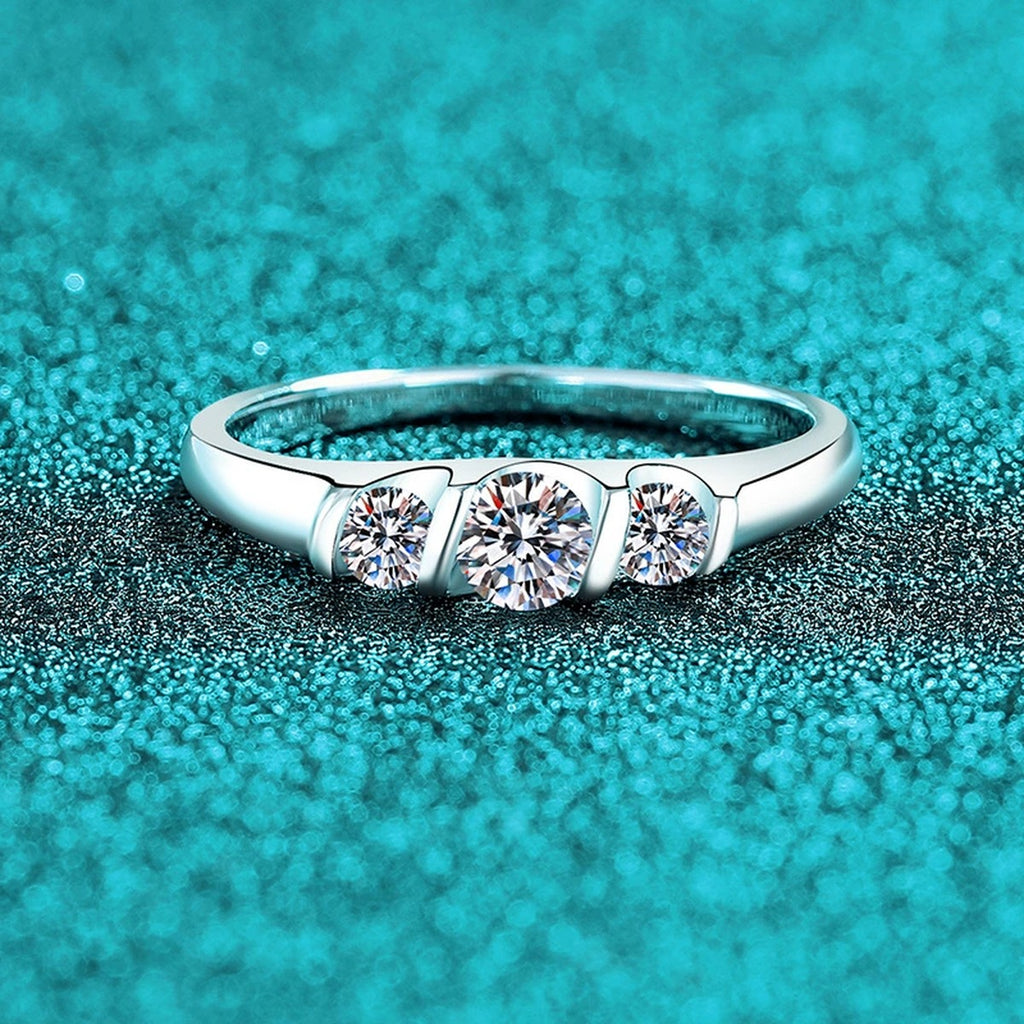 Round Moissanite Five Stone Ring product view showing moissanite setting and metal finish