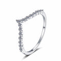 Chevron Moissanite Band Ring in rhodium-plated S925 sterling silver on clean white background