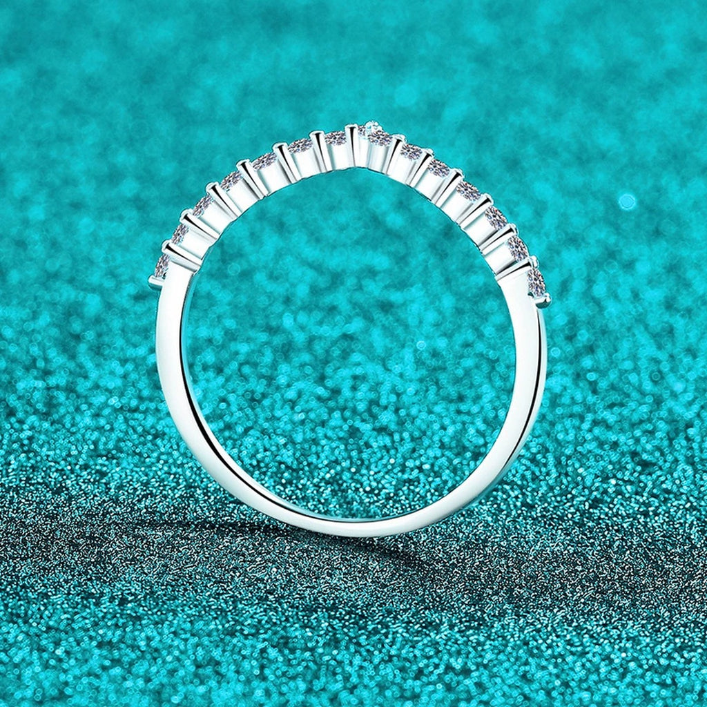 Chevron Moissanite Band Ring product view showing moissanite setting and metal finish