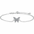 Butterfly Moissanite Chain Bracelet in Rhodium-Plated S925 sterling silver white background product photo showing bracelet shape and moissanite setting