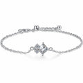 Princess-Cut Moissanite Adjustable Bracelet with CZ in Rhodium-Plated S925 sterling silver white background product photo showing bracelet shape and moissanite setting