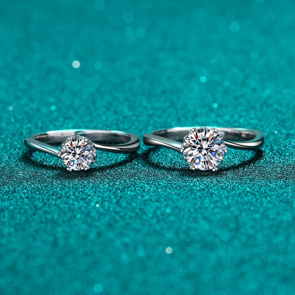 Round Moissanite Solitaire Engagement Ring product view showing moissanite setting and metal finish