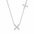 Marquise Clover Moissanite Necklace in Rhodium-Plated S925 sterling silver white background product photo showing four-petal clover necklace with marquise moissanite stones