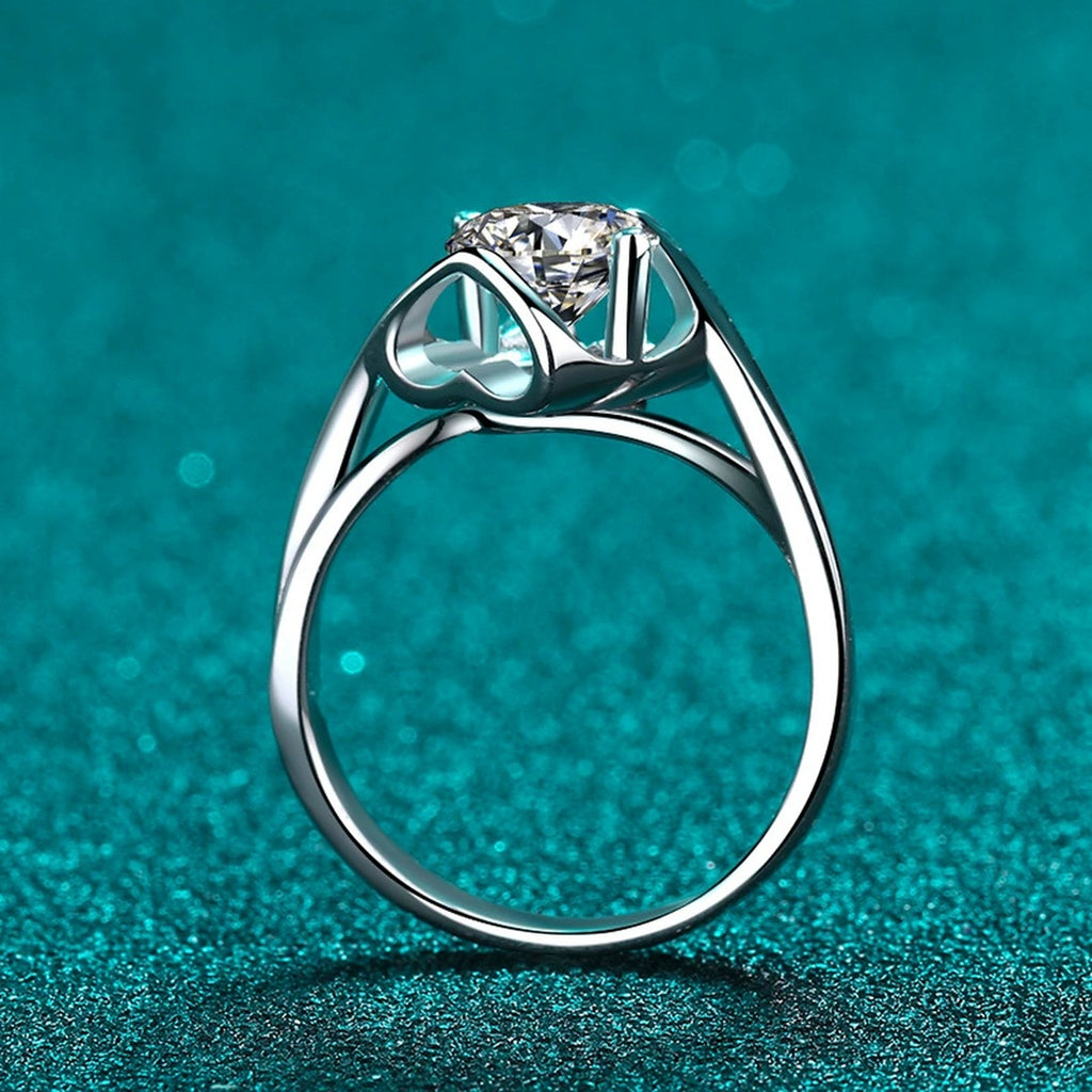Round Moissanite Split Shank Engagement Ring product view showing moissanite setting and metal finish