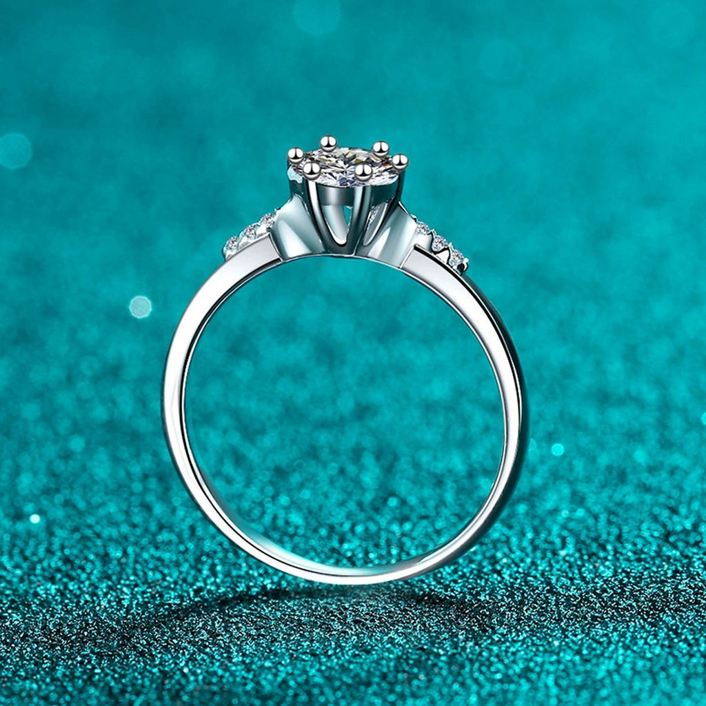 Round Cluster Moissanite Ring with CZ product view showing moissanite setting and metal finish