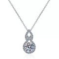 Gourd Moissanite Pendant Necklace with CZ in Rhodium-Plated S925 sterling silver on white background showing pendant shape and round moissanite