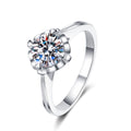 Round Moissanite Solitaire Engagement Ring with CZ in rhodium-plated S925 sterling silver on clean white background