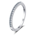 Pave Moissanite Band Ring in Rhodium-Plated S925 Sterling Silver clean white background product photo showing the ring silhouette and moissanite setting