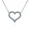 Heart Pave Moissanite Pendant Necklace in Rhodium-Plated S925 sterling silver on white background showing pendant shape and round moissanite