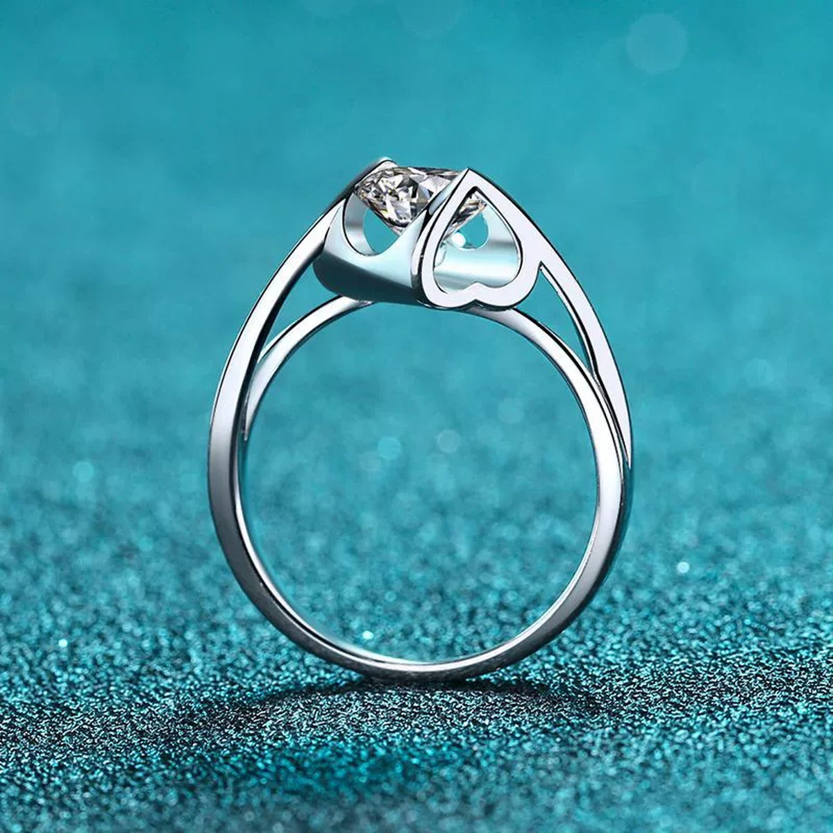 Round Moissanite Twist Ring product view showing moissanite setting and metal finish