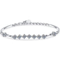 Mini Tennis Moissanite Adjustable Bracelet in Rhodium-Plated S925 sterling silver white background product photo showing bracelet shape and moissanite setting