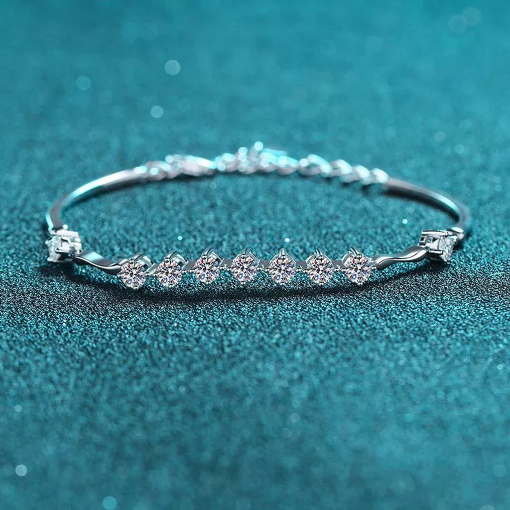 Mini Tennis Moissanite Adjustable Bracelet in Rhodium-Plated S925 sterling silver styled product scene showing stone sparkle and chain detail