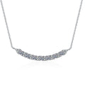 Smile Curve Moissanite Pendant Necklace with CZ in Rhodium-Plated S925 sterling silver on white background showing pendant shape and round moissanite