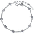 Star Moissanite Adjustable Bracelet with CZ in Rhodium-Plated S925 sterling silver white background product photo showing bracelet shape and moissanite setting