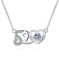 Heart Moissanite Pendant Necklace with CZ in Rhodium-Plated S925 sterling silver on white background showing pendant shape and round moissanite