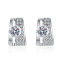 Geometric Moissanite Stud Drop Earrings with CZ in Rhodium-Plated S925 sterling silver white background product photo showing the pair, stone shape, and stud earrings silhouette