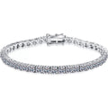 Tennis Moissanite Bracelet in Rhodium-Plated S925 sterling silver white background product photo showing bracelet shape and moissanite setting