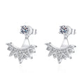 Starburst Moissanite Stud Drop Earrings with CZ in Rhodium-Plated S925 sterling silver white background product photo showing the pair, stone shape, and stud earrings silhouette