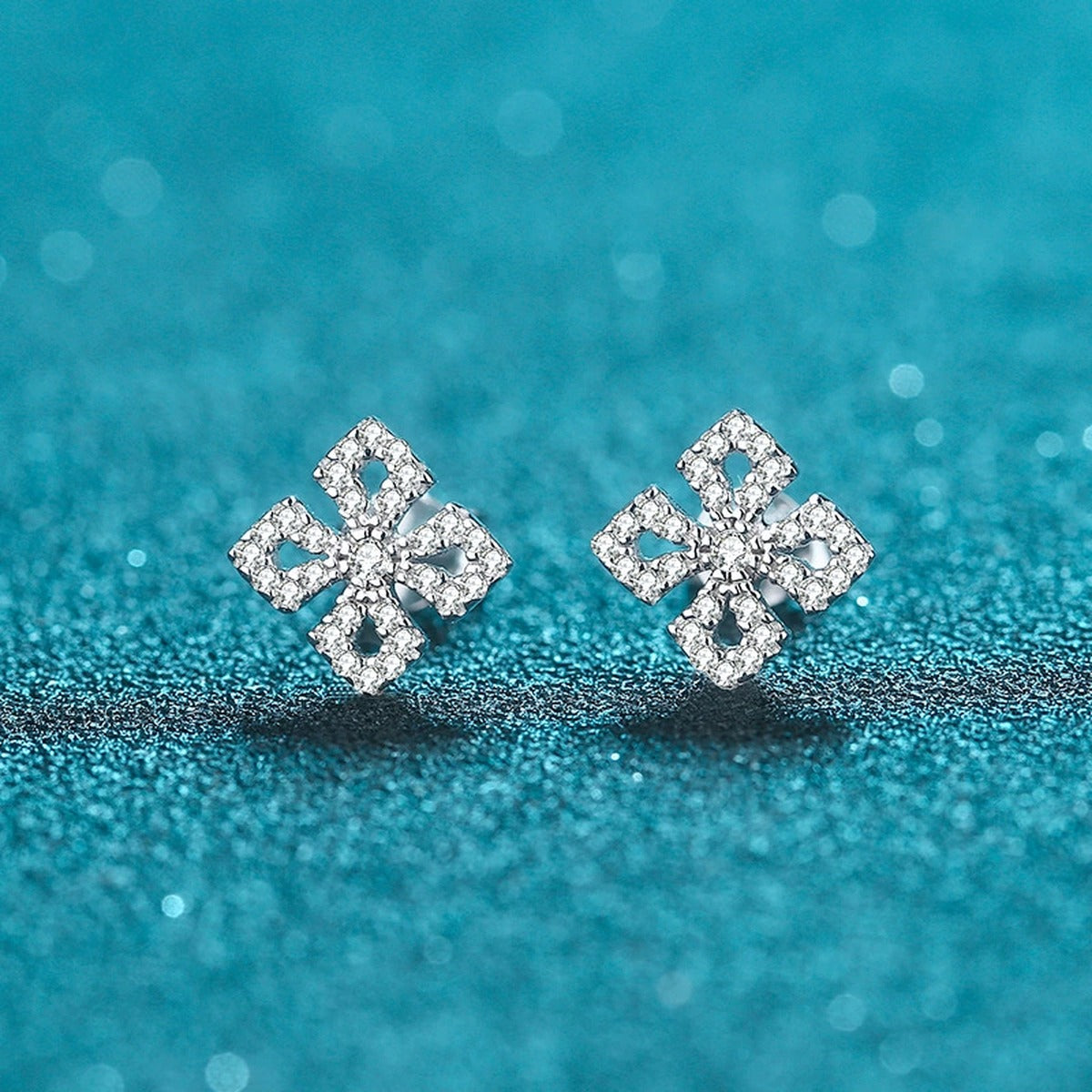 Leaf Cluster Pearl Moissanite Stud Dangle Earrings in Rhodium-Plated S925 sterling silver product scene view showing side profile