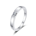 Princess Cut Moissanite Solitaire Ring in rhodium-plated S925 sterling silver on clean white background
