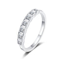 Princess Cut Moissanite Solitaire Ring in rhodium-plated S925 sterling silver on clean white background