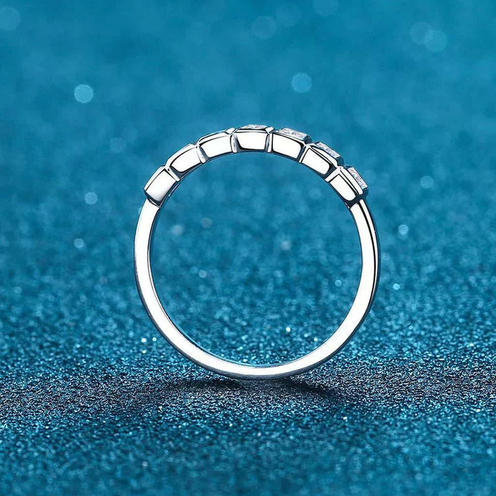 Princess Cut Moissanite Solitaire Ring product view showing moissanite setting and rhodium finish