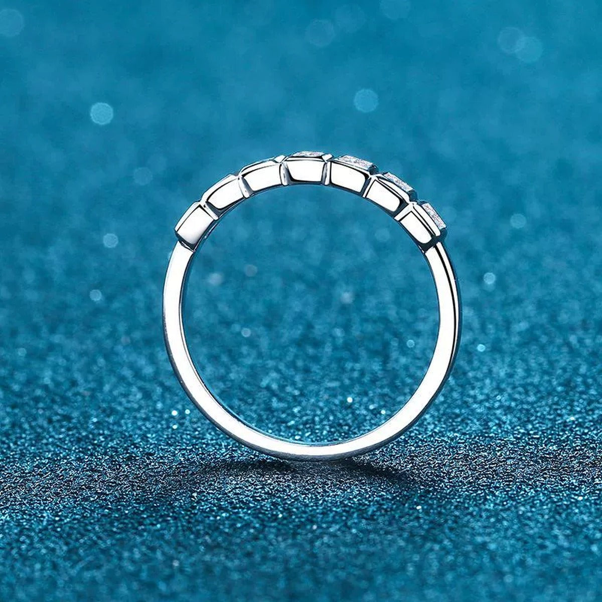 Princess Cut Moissanite Solitaire Ring product view showing moissanite setting and rhodium finish