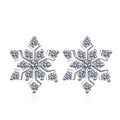 Snowflake Moissanite Stud Earrings in Rhodium-Plated S925 sterling silver white background product photo showing the pair, stone shape, and stud earrings silhouette