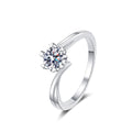 Round Moissanite Adjustable Solitaire Ring in rhodium-plated S925 sterling silver on clean white background