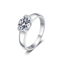 Oval Cut Moissanite Ring in rhodium-plated S925 sterling silver on clean white background