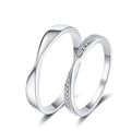 Couples Promise Ring Set in rhodium-plated S925 sterling silver on clean white background