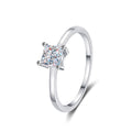Princess Cut Moissanite Solitaire Ring in Rhodium-Plated S925 Sterling Silver clean white background product photo showing the ring silhouette and moissanite setting