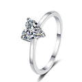 Heart Cut Moissanite Promise Ring in Rhodium-Plated S925 Sterling Silver clean white background product photo showing the ring silhouette and moissanite setting