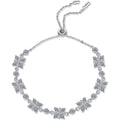 Clover Moissanite Adjustable Bracelet in Rhodium-Plated S925 sterling silver white background product photo showing bracelet shape and moissanite setting