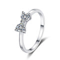 Heart Cut Moissanite Ring in rhodium-plated S925 sterling silver on clean white background