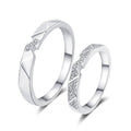 Couples Promise Ring Set in rhodium-plated S925 sterling silver on clean white background